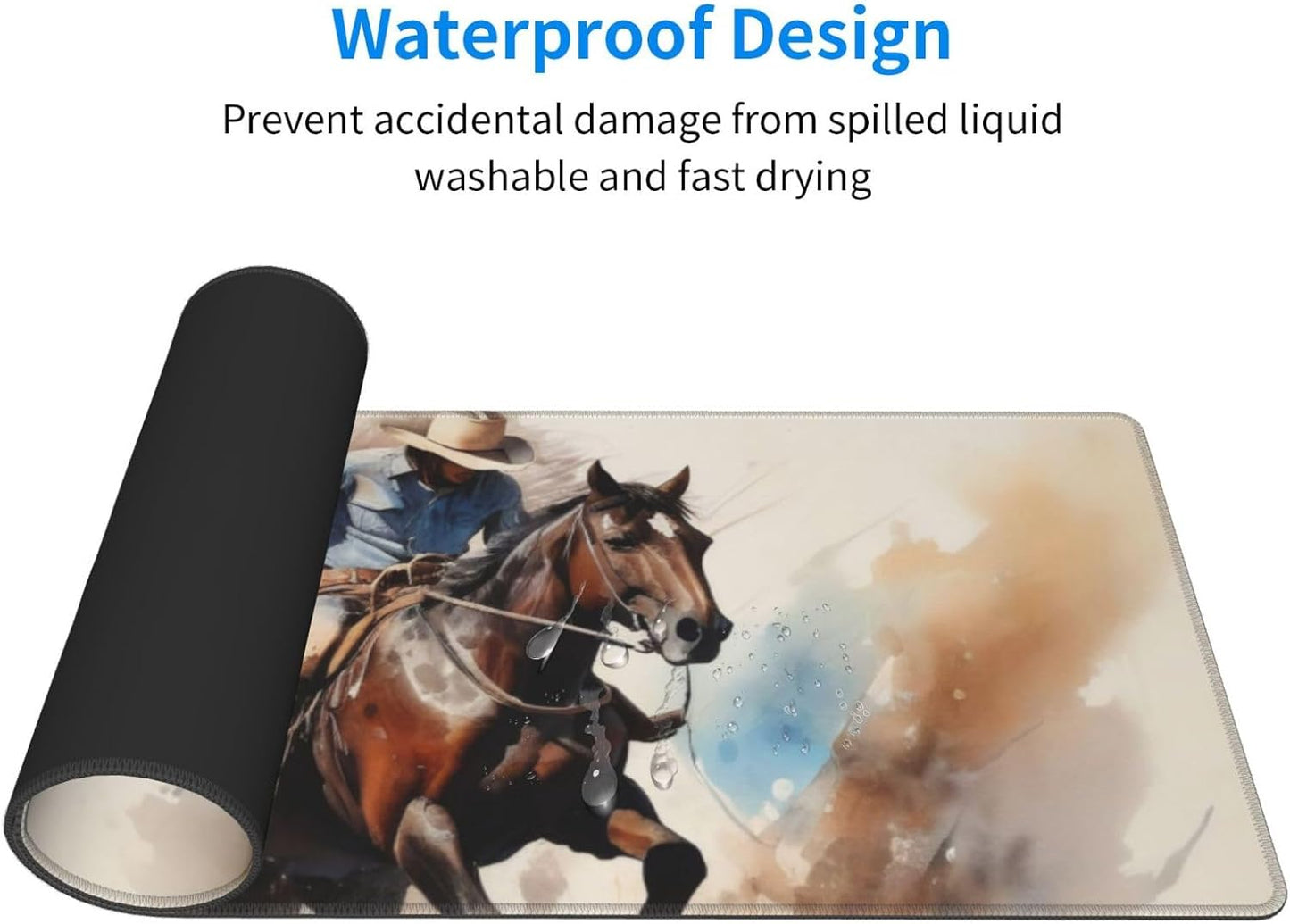 Gaming Mouse Pad, Large Non-Slip Rubber Base Mousepad, Keyboard Mouse Mat, Desk Pad with Stitched Edges, 31.5x11.8inch, Western Cowboy