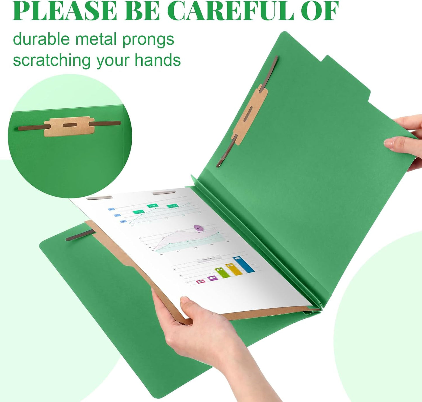 48 Pcs Classification Folders Letter Size, 1 Divider Pressboard File Folder with Fasteners, Expanding File Organizer Bulk for Teachers, Clergy, Office, Church, Christmas Donations (Green)