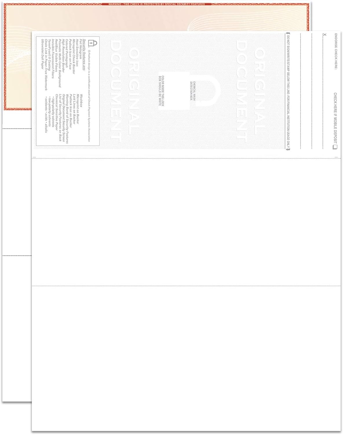 EZ Checks Premium Blank Hologram High Security Laser Check Stock | 500 Sheets (Brown/Yellow, Check at Top)