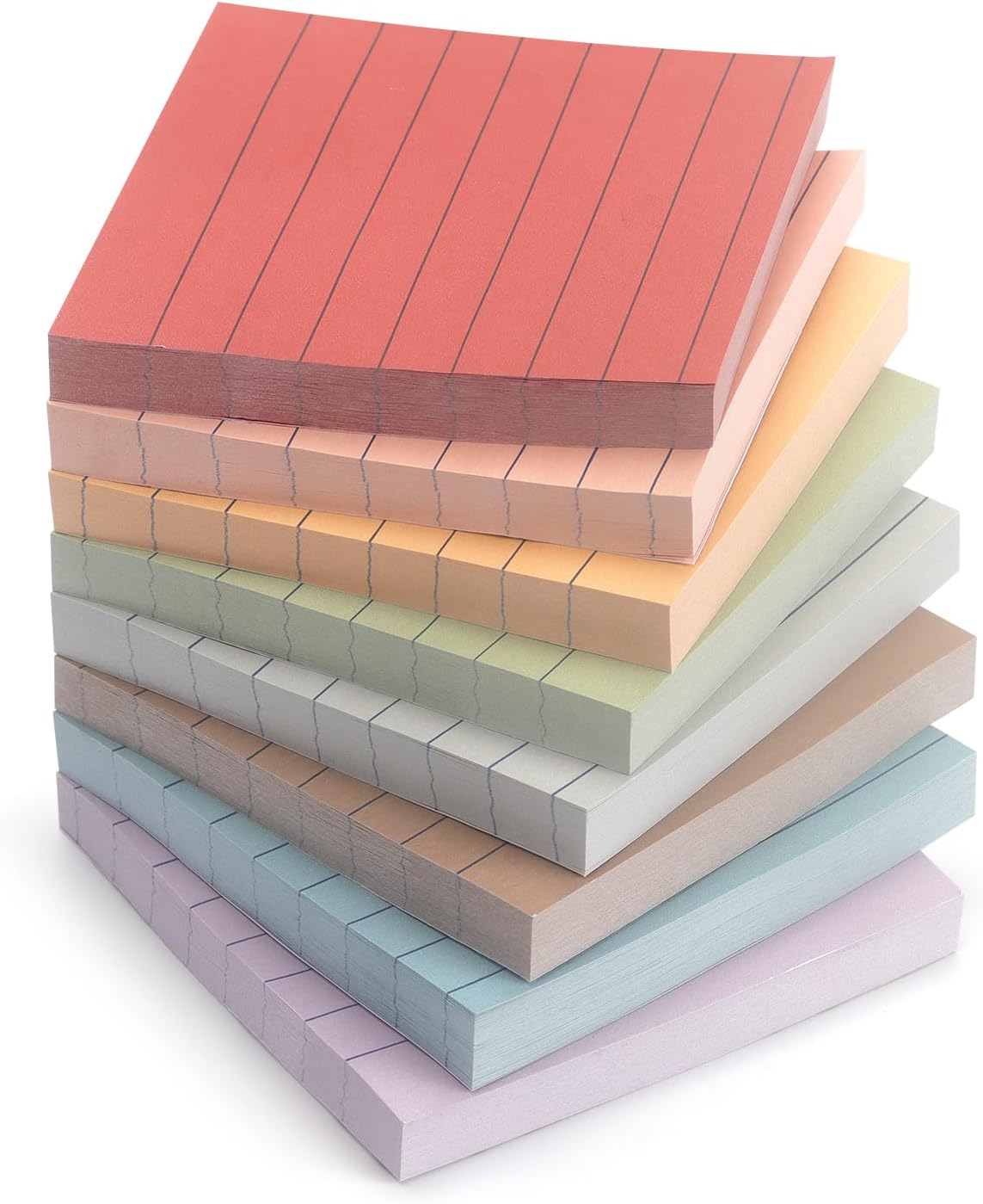 8 Pads Lined Sticky Notes Vintage Color 3x3 in, Self-Stick Sticky Note Pads Lined Pads 8 Pads/Pack, 640 Sheets, Easy to Paste for Office, School, Home