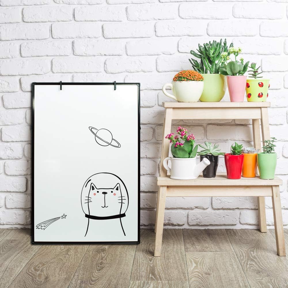 JILoffice Dry Erase Board, Magnetic White Board 36 X 24 Inch, Double Sided Whiteboard Easel, Black Aluminum Frame with Two Flipchart Hooks for Office Home and School