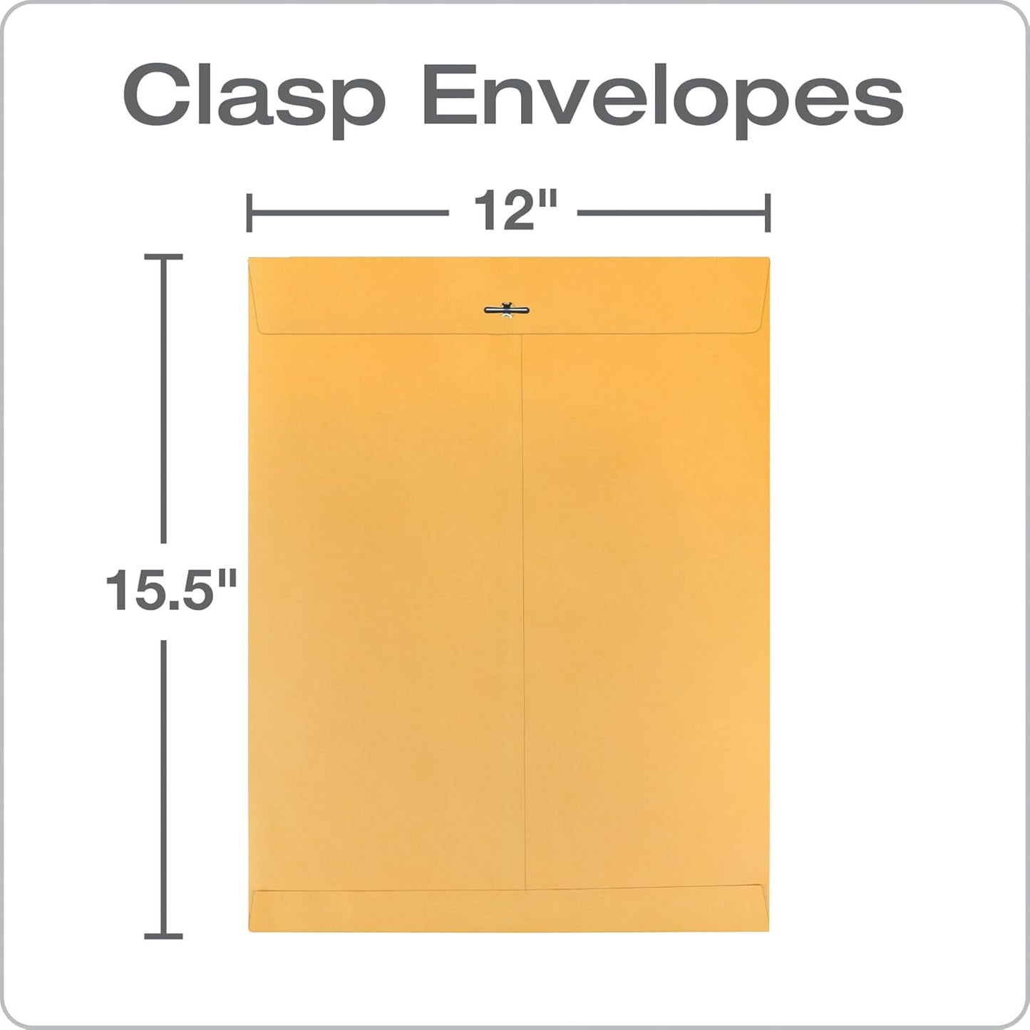 Quality Park 12 x 15-1/2 Clasp Envelopes, Clasp and Gummed Closures, for Oversized Papers, Drawings or Posters, 32 lb Kraft Paper, 100/Box (QUA37810)