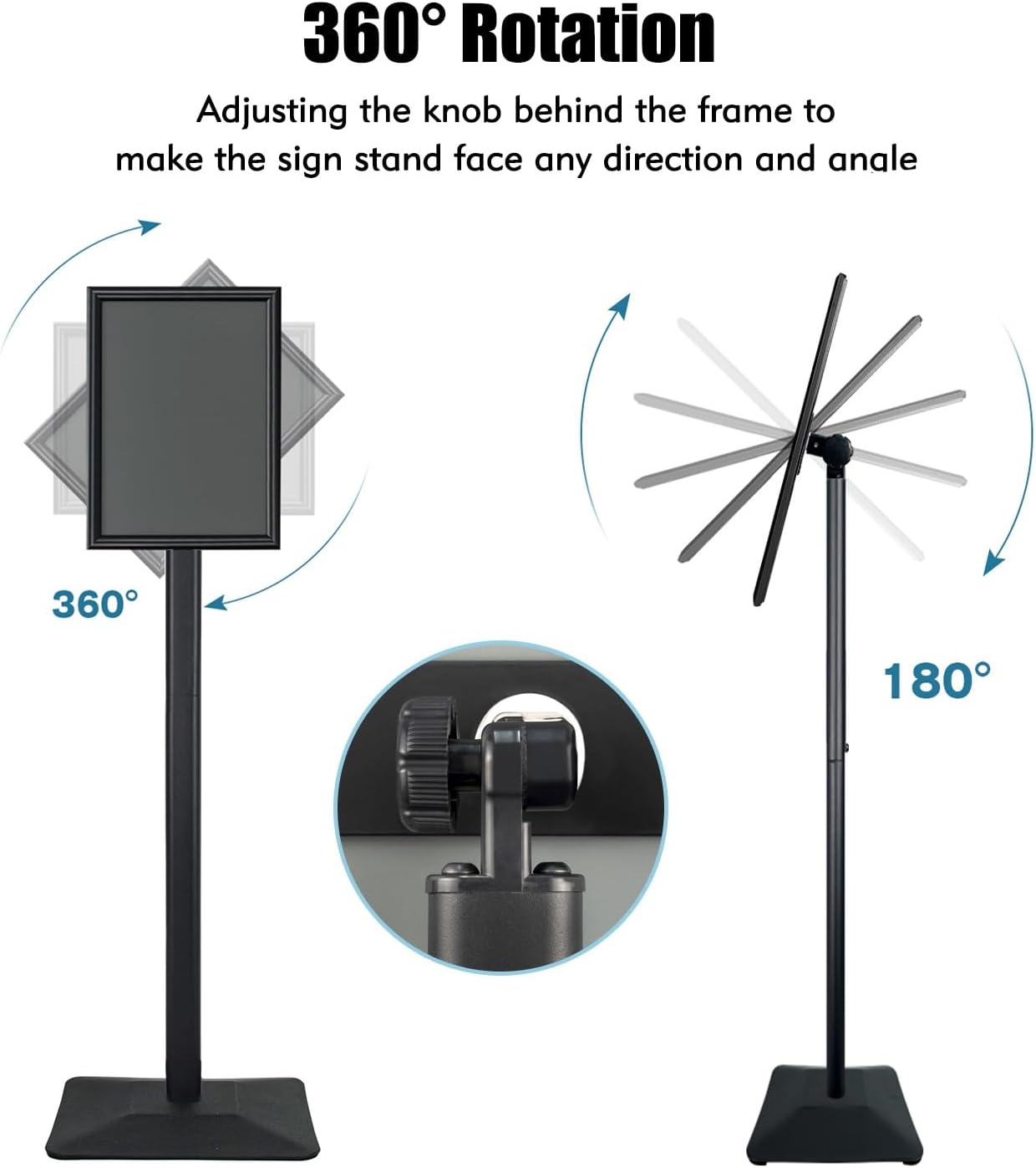 Sign Stand for Display, 11lbs Integrated Rod Heavy Duty Pedestal Floor Signage Stand Holder, for Outdoor or Indoor Advertising (11 x 17, Black, 3Pack)