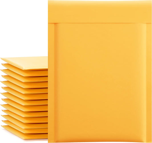 UCGOU Kraft Bubble Mailers 6x10 Inch 100 Pack Usable Size 6x9 Inch Yellow Padded Envelopes #0 Small Business Mailing Packages Self Sealing Tear Resistant Boutique Shipping Bags for Jewelry Supplies