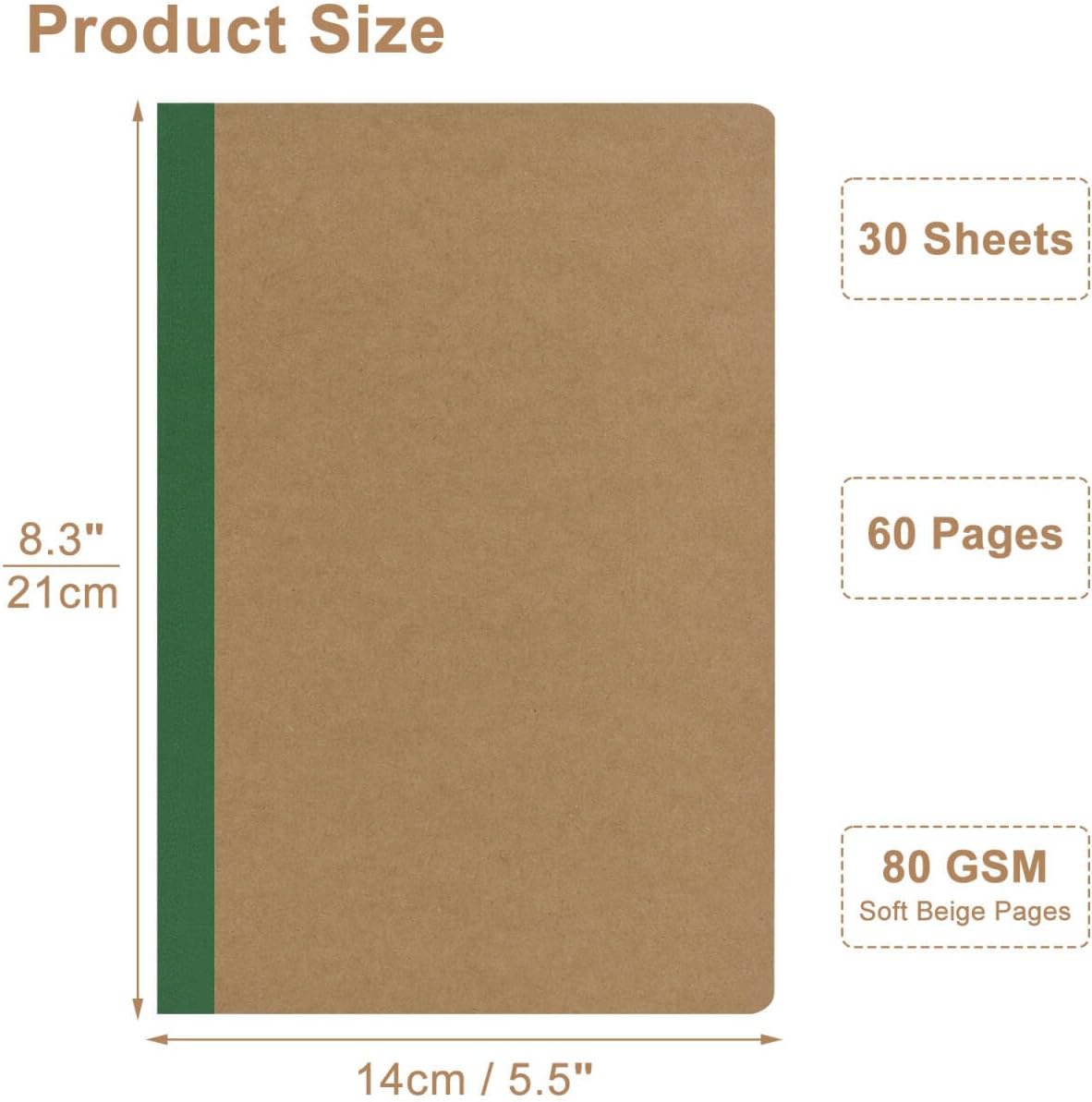 ZCZN Composition Notebooks Bulk, A5 Kraft Cover Lined Journals with Rainbow Spines for School, Business, Work and Daliy Use (100, 10 colors)