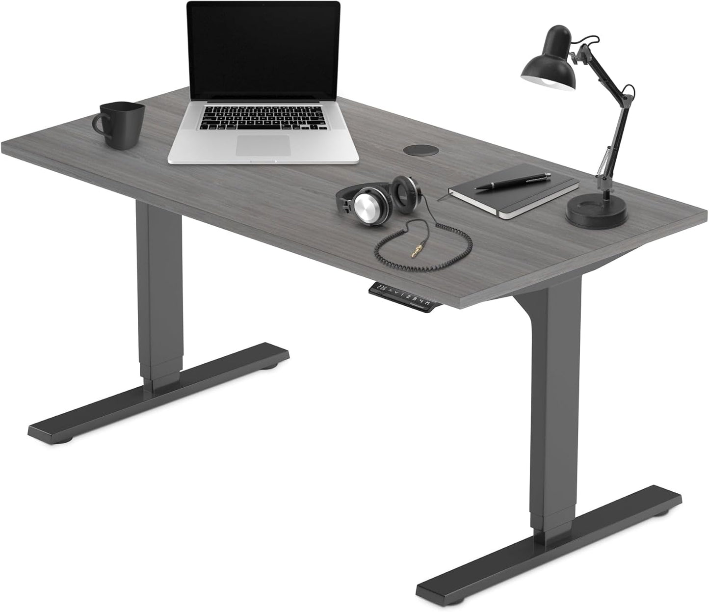 Progressive Desk Stand Up Height Adjustable Electric Standing Desk - 48" x 30" with Dual Motor, 3 Stages Sit Stand Table - Gray Oak, Black Frame