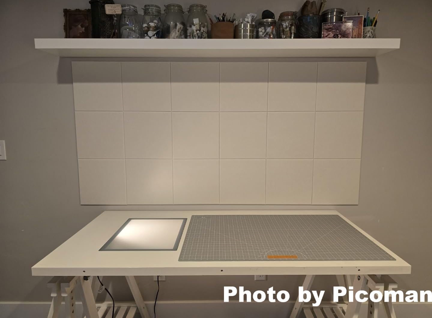 Large Cork Board Alternative - 12-Pack Felt Wall Tiles with Safe Removable Adhesive Tabs, Cork Wall Tiles Bulletin Board Home Office Essentials - Warm White