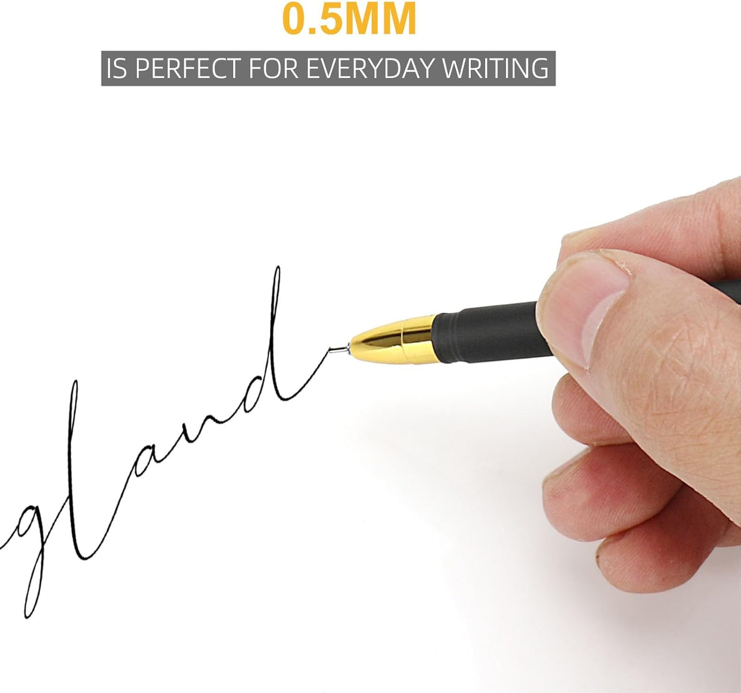0.5mm Black Gel Pens, Fine Point Smooth Writing - Pack of 10 Bulk Ink, Rollerball Fine Tip Pens for Office School Archival Supplies
