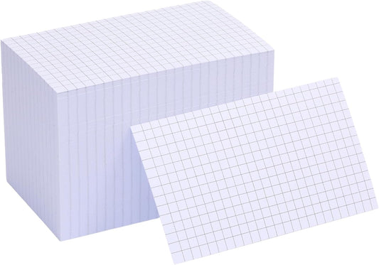 Extra Heavyweight Grid Index Cards 3x5 Inch 92lb Weight Double Sided Graph Ruled Notecards Thick Flash Cards for Note-Taking, Studying, and Organization, Ideal for School, Home and Office - 300 Count