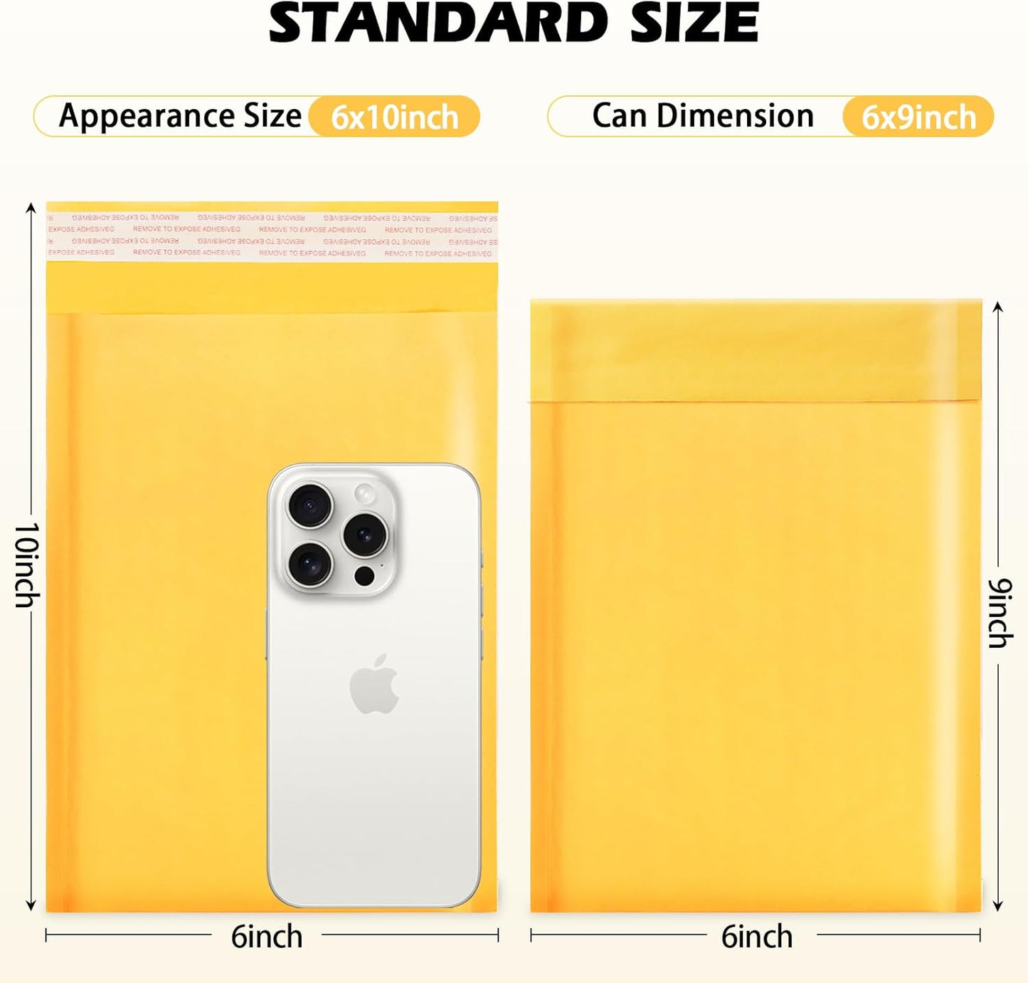 52Pack Yellow 6x10inch Kraft Bubble Mailers Small Business Mailing Packages Self-Sealing Paper Envelopes, Mailer Shipping Padded Envelopes with Strong Adhesion for Jewelry Makeup Supplies