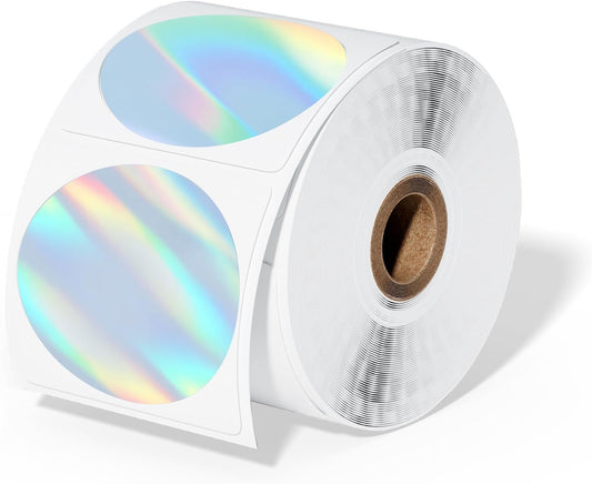 Phomemo 2" inch Round Reflective Thermal Labels, Color Self-Adhesive Stickers Label, Relly Cool Thermal Printer Label for Address, Logo, Shipping, Barcodes, QR Code (400 Labels/Rolls,1 Roll