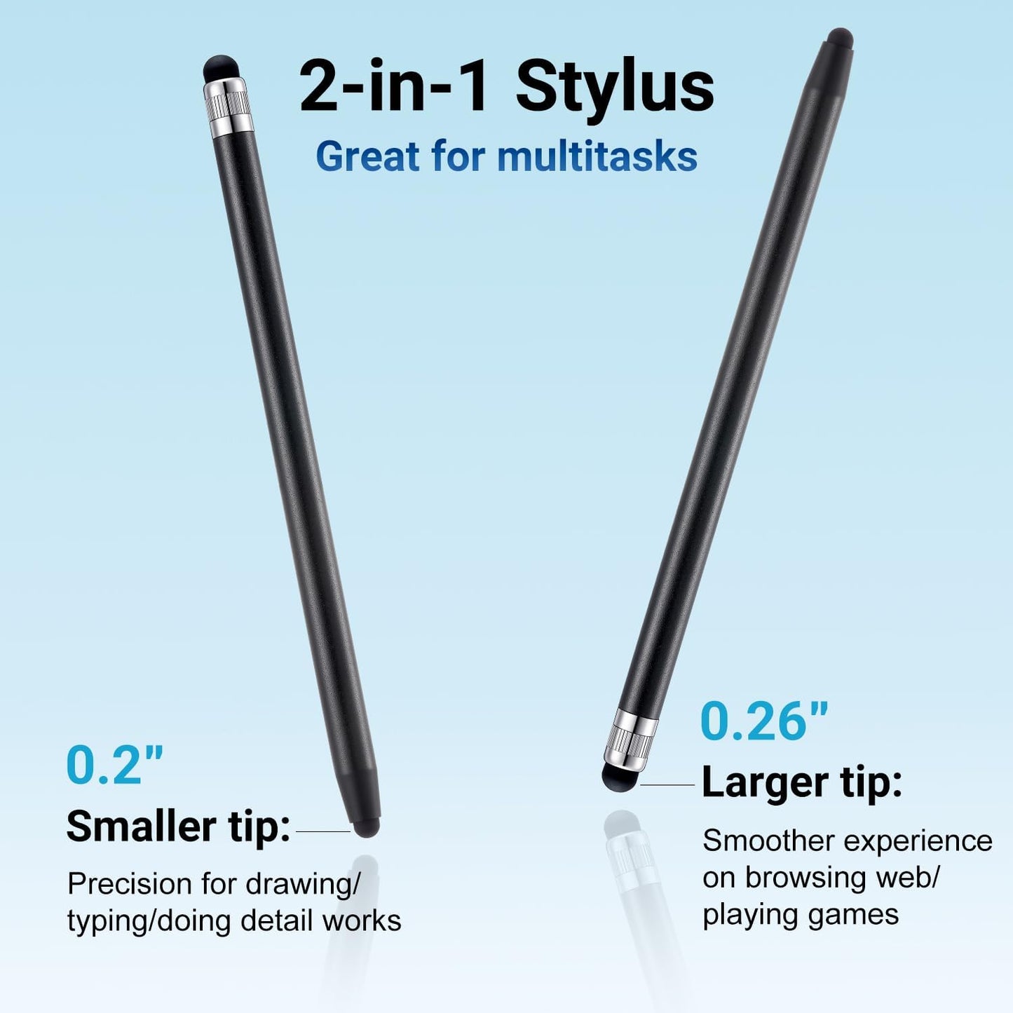 LINFANC 12Pcs Black Stylus Pen for Touchscreen, 2-in-1 High Precision & Sensitivity Stylus Pen for iPhone/iPad/Android Smartphones and Tablets Compatible with All Touch Screens