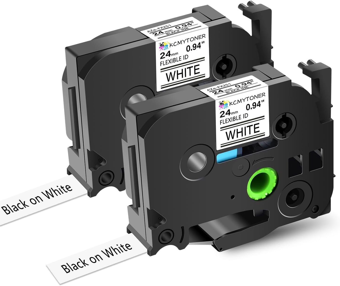 2PK TZe-FX251 1" Compatible for Ptouch Flexible ID Laminated Tape TZ-FX251 24mm 0.94 White Cable Wire Labels Tape for PT-D600 PT-D610BT PT-P710BT P700 Label Maker
