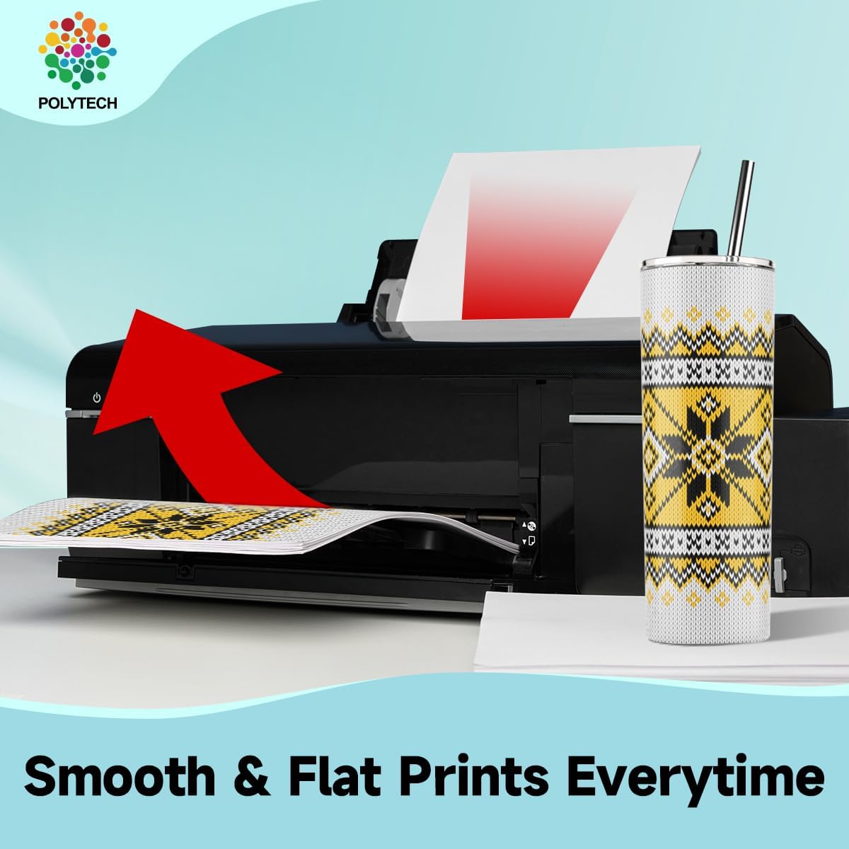 Polytech Sublimation Paper, 8.5x11, 50 Sheets, Heat Transfer Paper for All Sublimiation Blanks, For All Sublimation Printer and Ink, For Tumblers, Magnet Blanks, Ceramic Ornaments, Light T-Shirt,125G