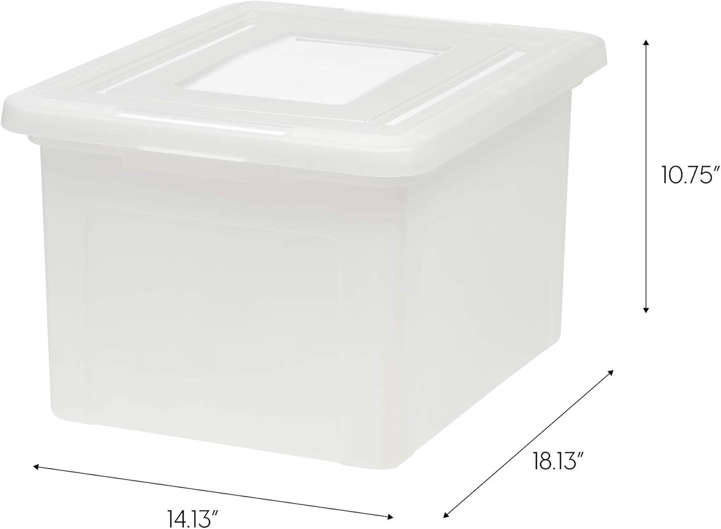 IRIS USA File Box, Plastic File Organizer with Lids for Letter/Legal File, Portable Document Box For Moving, Storage Bin with Durable and Secure Lid, Stackable Nestable BPA-Free, Pearl 35 Qt. 4 Pack
