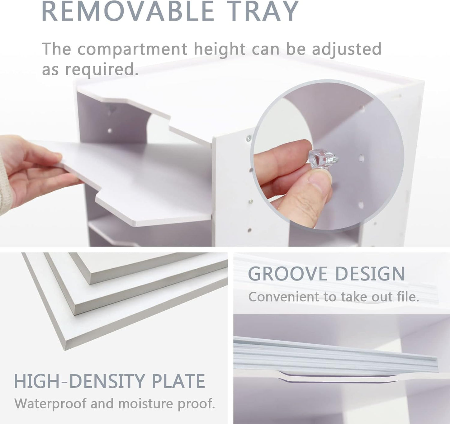 SONGWAY File Organizer for Desk - 7 Tier Document Holder with Removable Shelves, Letter Mail Rack, File Sorter Organizer, A4 Paper Storage Holder, Desktop Organizer for Home Office School, White