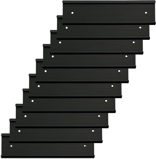 10 Pack Aluminum Name Plate Holders for Door or Wall, 2” x 8” Office Wall Mount Name Plate Holder with Textured Design and Double Sided Tape, for Office, Business, Meeting Room (Black)