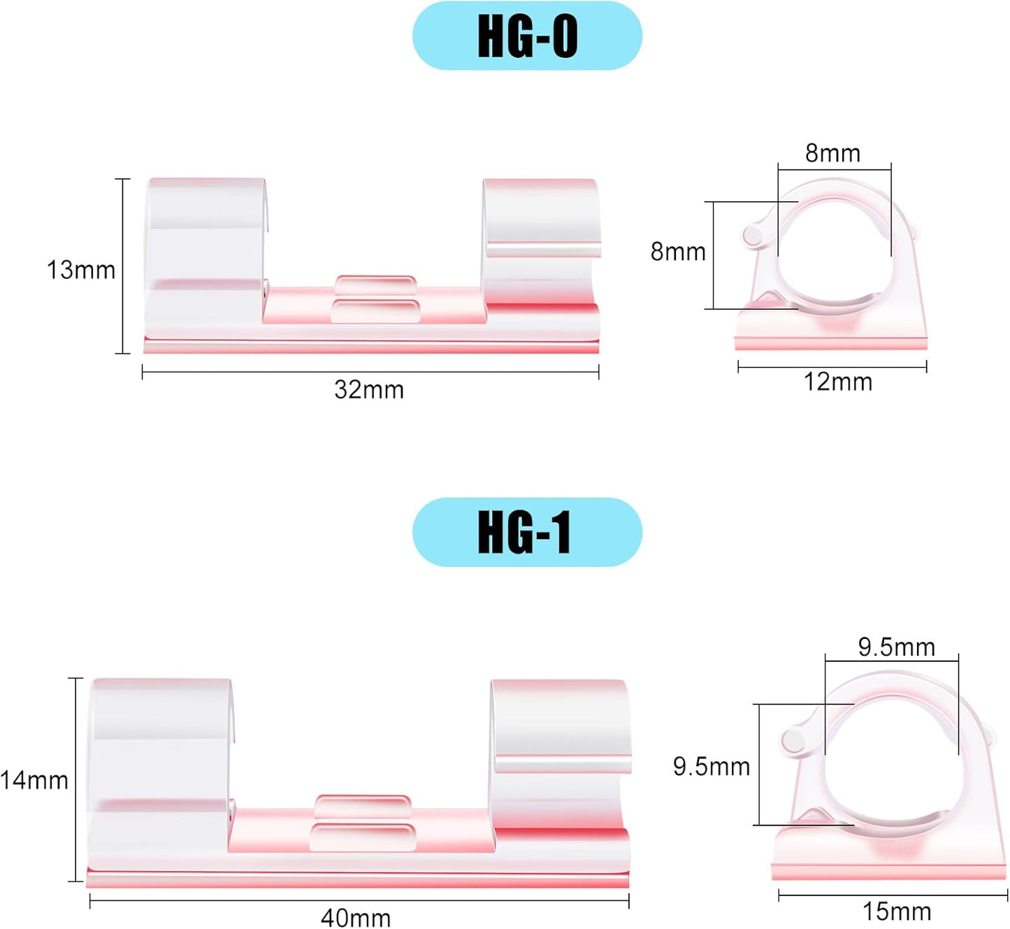 XHF 50pcs Medium Self Adhesive Cable Clips Clear,Wire Clips Cable Management Wire Organizer Cord Holder for Under Desk, Car, Wall, TV PC Ethernet Cable