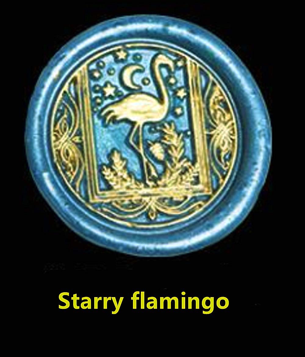 Starry Flamingo Wax Seal Stamp With Removable Brass Head Wooden Handle - Retro Vintage Animal Sealing for Letter Cards Invitations