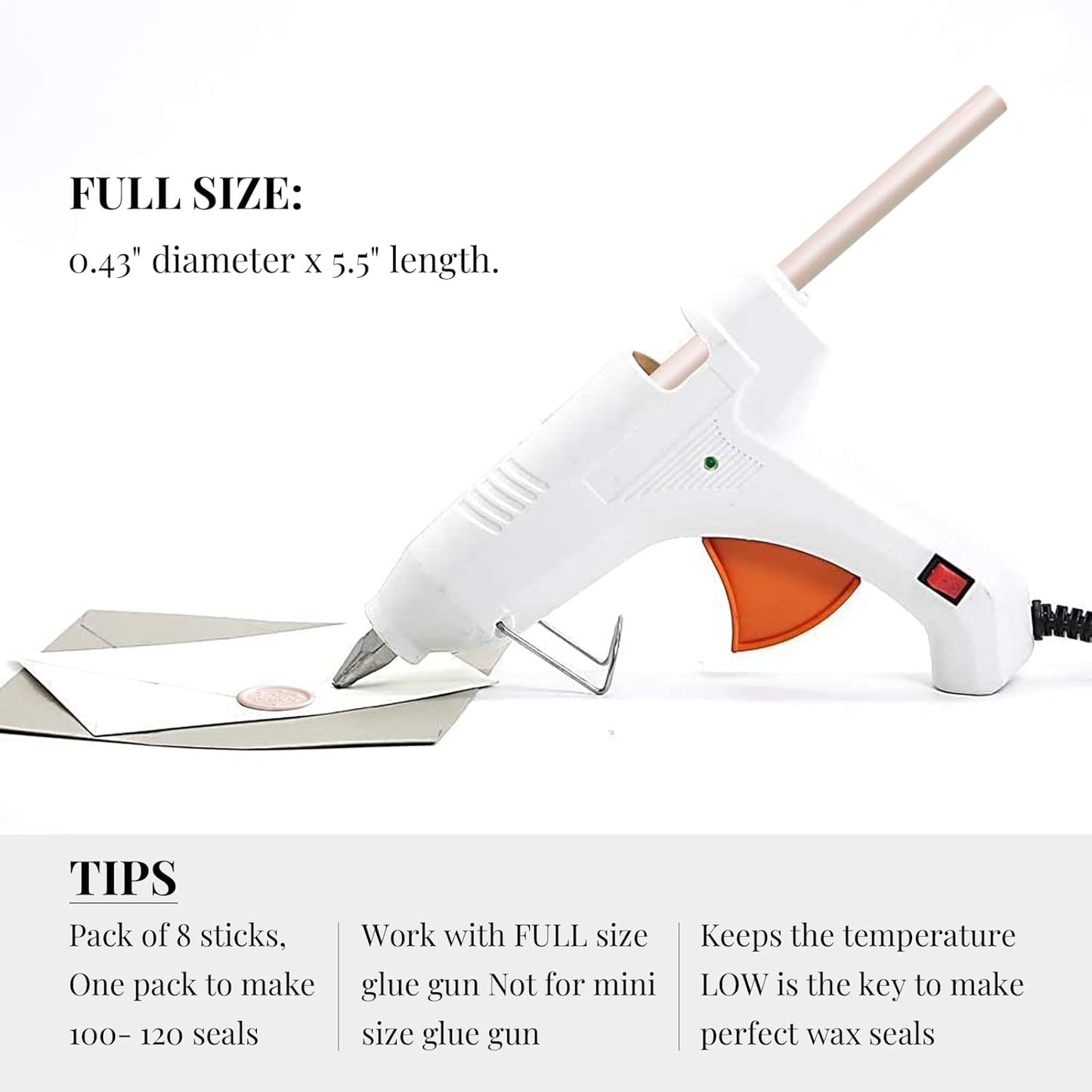 UNIQOOO Mailable Glue Gun Sealing Wax Sticks for Wax Seal Stamp - Champagne, Great for Wedding Invitations, Cards Envelopes, Snail Mails, Wine Packages, Gift Ideas, Pack of 8