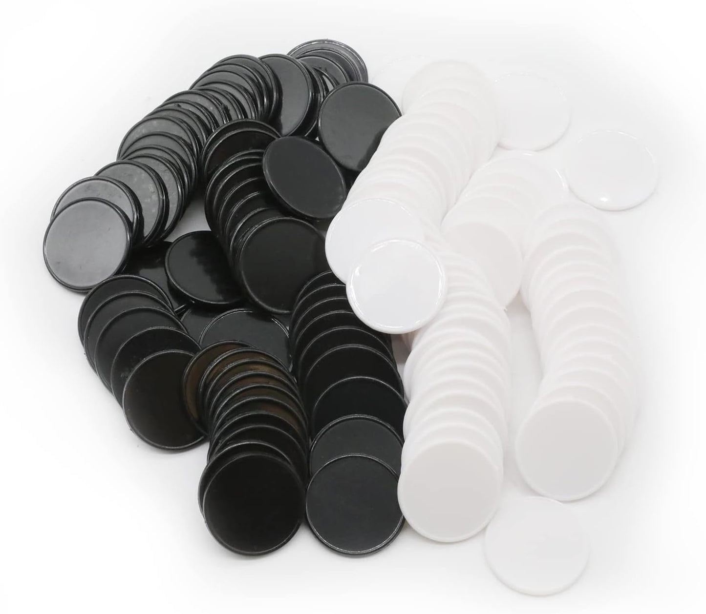 Set of 100 Opaque Plastic Learning Counters Mini Poker Chips Game Tokens with Storage Box (Black+White, 1 Inch)