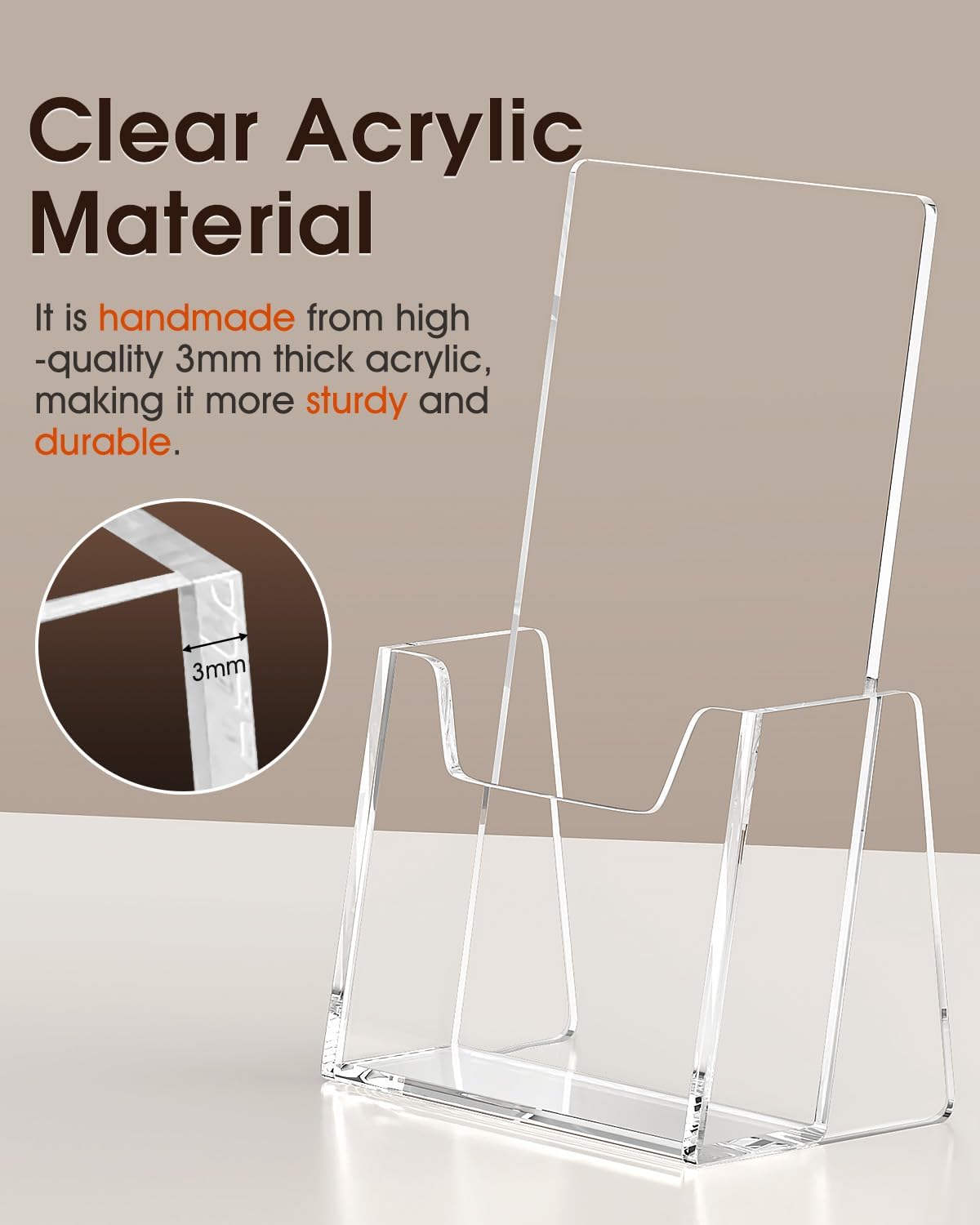 MaxGear Brochure Holder 6 Pack, 4 Inches Wide Acrylic Display Stand Clear Pamphlet Holders Flyer Holder Rack Card Holders Countertop/Desk Organizer for Trifold, Booklet, Literature, Magazine