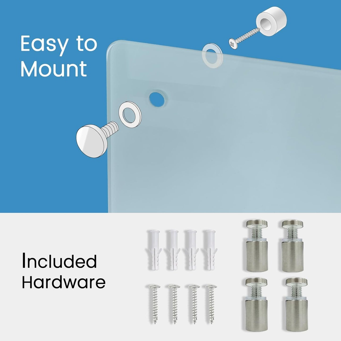 Magnetic Glass Writeboard 40"x60" Premium Tempered Dry Erase Boards Wall Mounted Frameless Whiteboard Bulletin Message Boards (White)