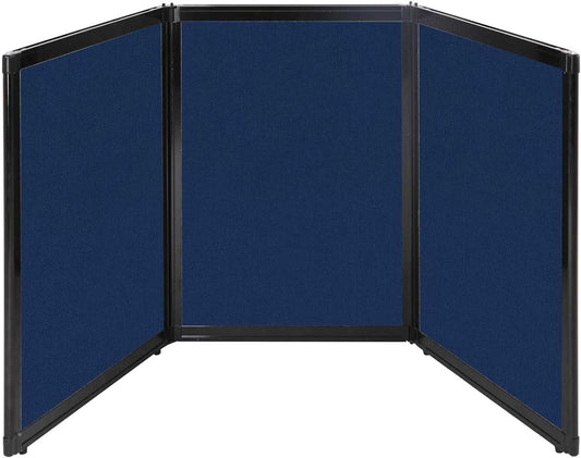 Versare Folding Tabletop Display | 3-Panel Partition | Lightweight Portable Workspace Divider | Navy Blue 78" x 36"