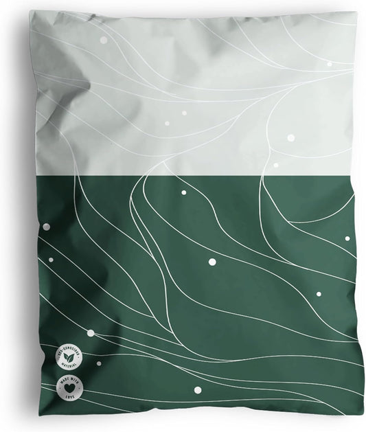 Poly Mailers 10x13-25 Pack Biodegradable Shipping Bags for Clothes - Impack Self-Seal Waterproof Thick Mailing Envelope for Accessories & Clothing - Japanese Green