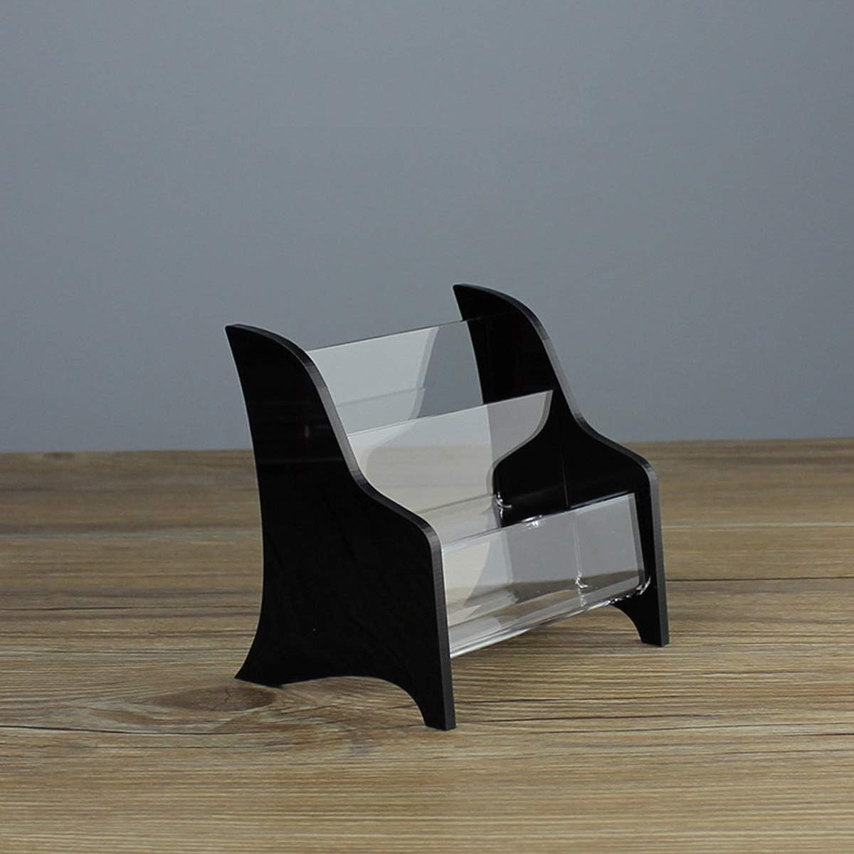 Enyuwlcm Acrylic 2 Tier Business Card Holder Display for Desk Elegant Business Card Stand for Office Counter Black/Clear