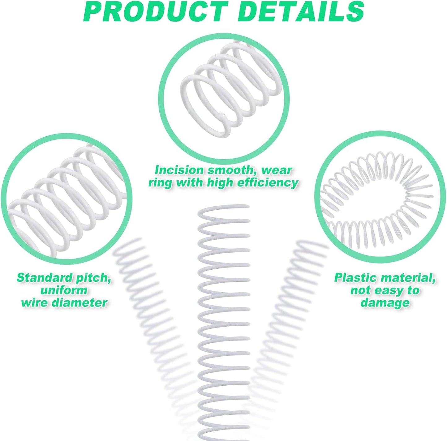 Leinuosen 120 Pack Plastic Spiral Binding Coils Kit Spirals Multi Size Coils for Binding Binder Combs Spines(1/4 5/16 3/8 1/2 5/8 3/4 Inch,White)