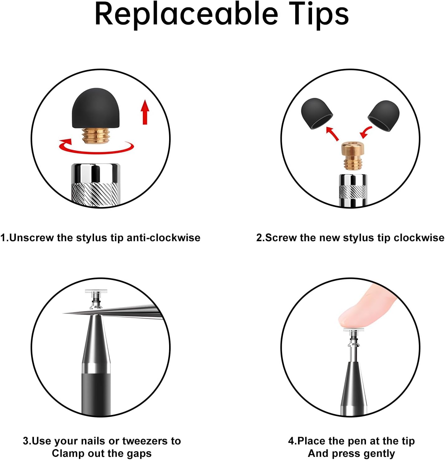 Bopomofo Stylus (10 Pcs), 2-in-1 Stylus Pen for Touchscreen, High Precision and Sensitivity, Suitable for iPhone/ipad/Android Tablets, Compatible with Touch Screens,Black/White