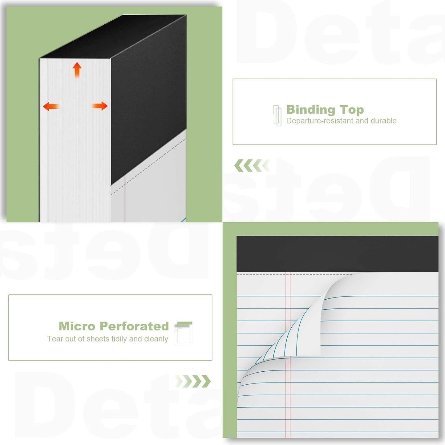 White Legal Pads 8.5 x 11 Narrow Ruled, 24 Pack Notepads College Ruled Pads of Paper With Sturdy Back 37 Lines 70 GSM Paper, Writing Note Pads 30 Sheets Per Writing Pad for Taking Notes, Reminders