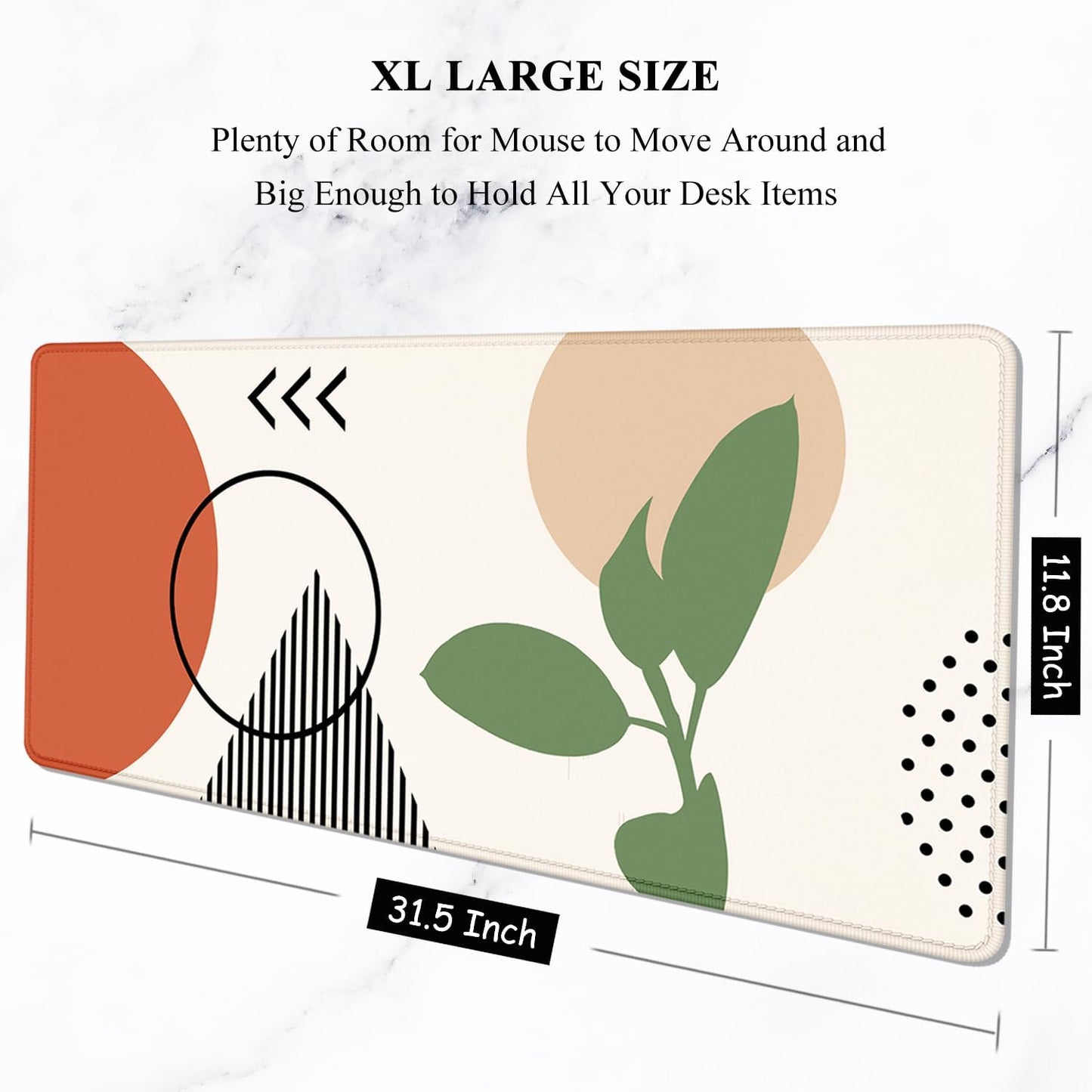 Auhoahsil Large Mouse Pad, XXL Gaming Mousepad, Desk Mat for Desktop, Thick Rubber, Big & Long Size, Stitched Edges, Full Desk Pad for Laptop & Computer, Extended 31.5 x 11.8 in, Boho Abstract Art