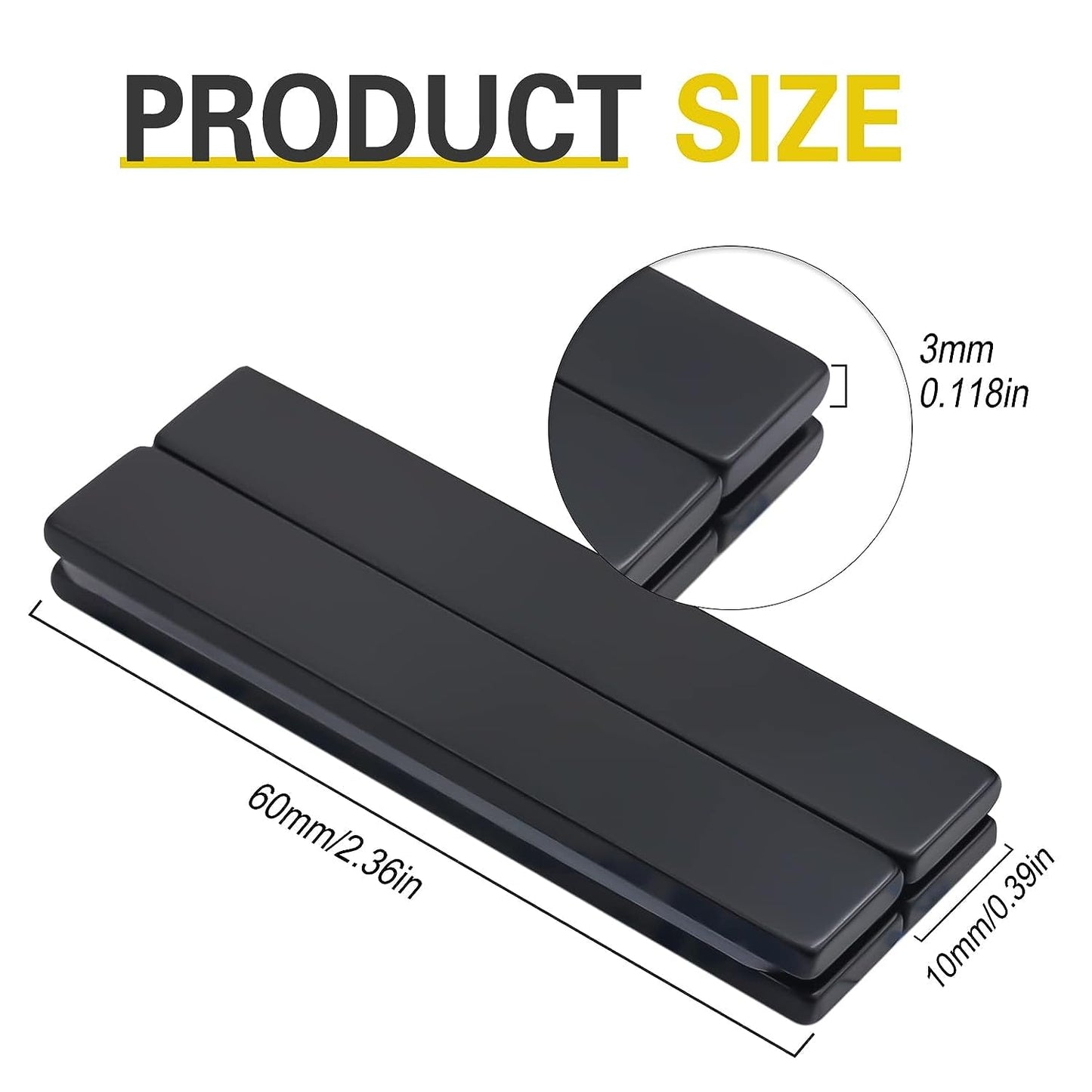 LOVIMAG Rare Earth Bar Magnets, Waterproof Strong Neodymium Magnets with Epoxy Coating and Double- Sided Adhesive for Fridge, Scientific, Shower Door, Office Etc, 60 x 10 x 3 mm, Pack of 16