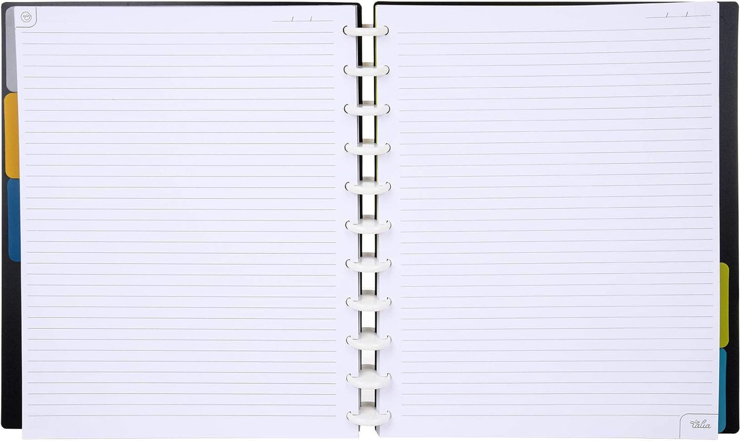 Talia Discbound Notebooks, Planner, Customizable, (Black, Letter (8.5in x 11in))