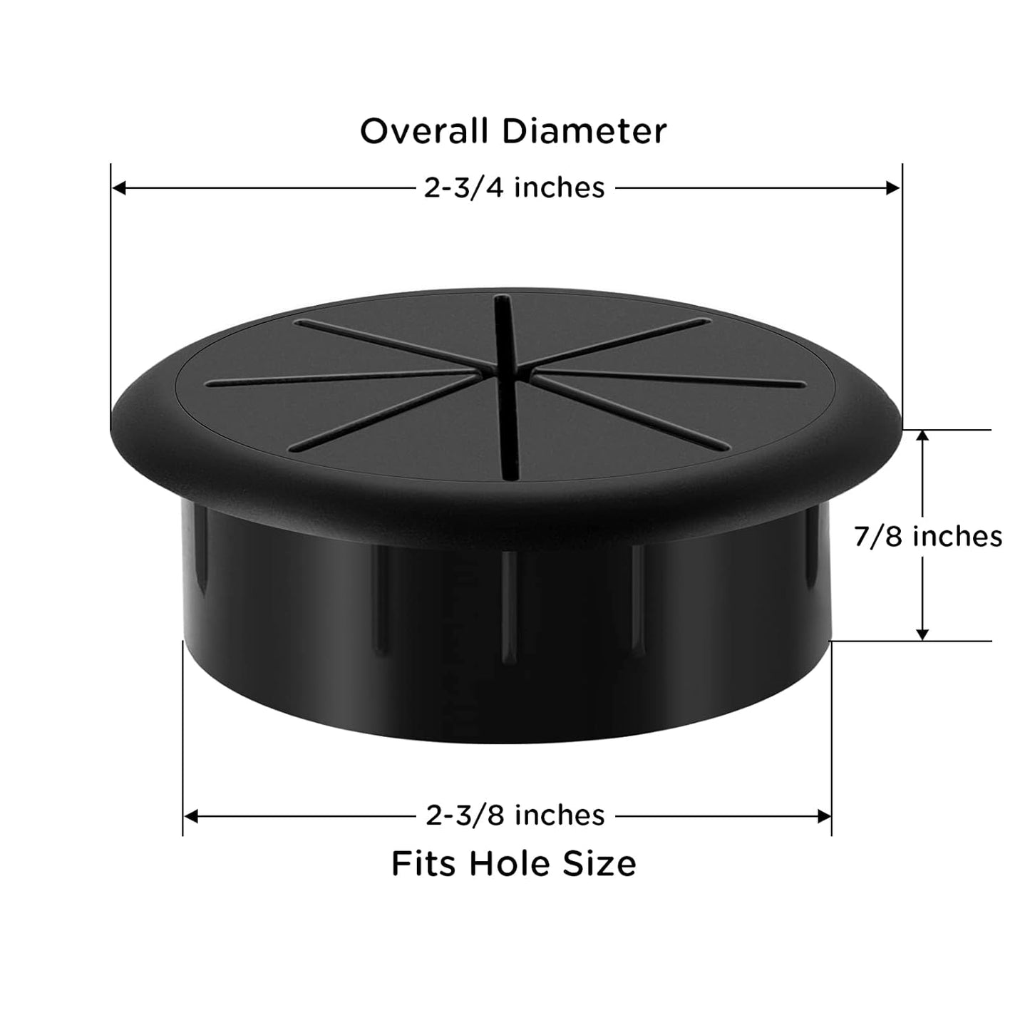 HYCC 5 Pack 2-3/8 Inch Flexible Desk Grommet,Organize Wires and Cables on Office Equipment, Computer Components, Entertainment Systems Effectively - Color: Black