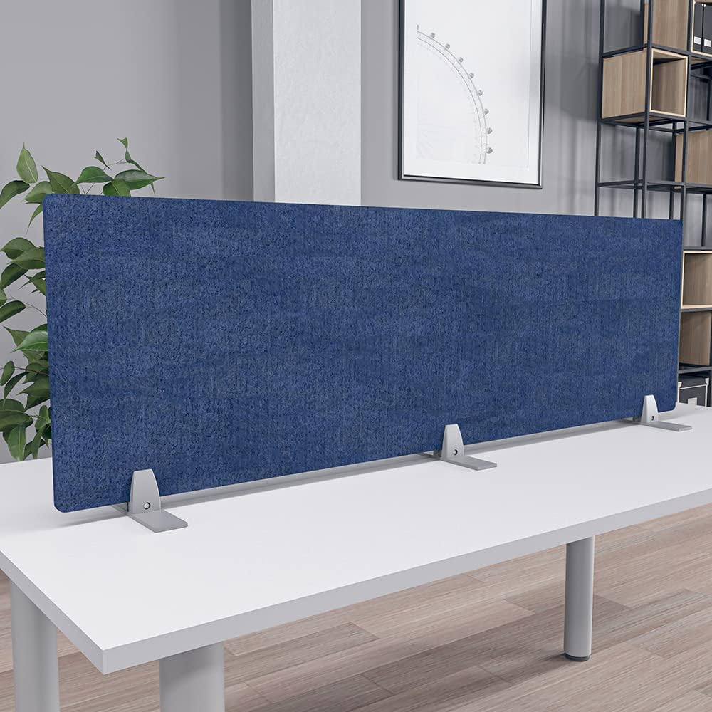 Freestanding Acoustic Desk Divider with Mount | Eco-Friendly Privacy Screen Panel | Noise Reducing Desk Partition | Tackboard Option & Easy to Install | Made from Recycled Plastic | Orange - 18" X 47"