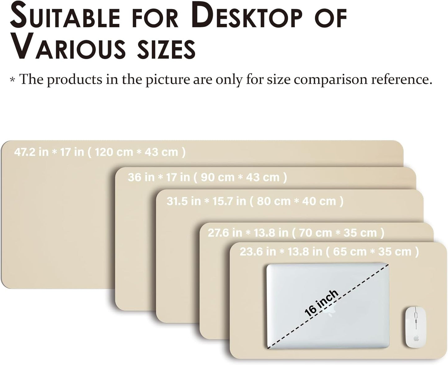 Leather Desk Mat - Non-Slip PU Desk Pad for Office and Home - Desk Organization and Accessories - Ideal for Large Mouse Pad and Desk Mats on Top of Desks (Beige,36"x 17")