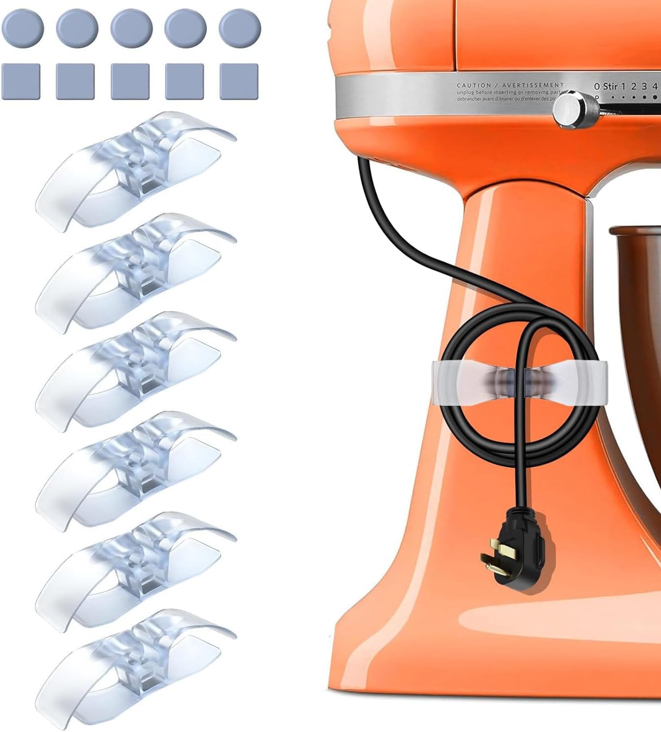 Appliance Cord Organizer for Kitchen Appliances Stick On Cable Winder Keeper, Hook Clip for Kitchenaid Mixer, Home Gadget Accessories for Easy Storage and Organization (6PCS)
