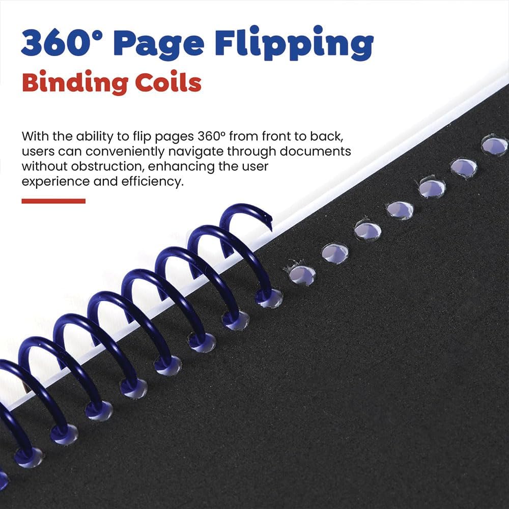 TruBind 6mm (1/4 in.) Spiral Binding Coils for Reports, Presentations and Proposals | 4:1 Pitch | 12 in. Length | Blue | 30 Sheets Binding Capacity | 100 Pack