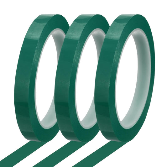 MECCANIXITY Whiteboard Tape 1/2" x 72 Yard Pinstripe Graphic Chart Line Grid Marking Tapes for Classroom Office Dry Erase Board Art, Green, Pack of 3