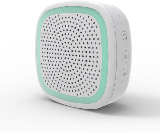 White Noise Machine,Wireless Connect Sound Machine with 36 Soothing Sounds, Sleep Machine for Adults Baby Kids，Memory Function,3 Timers,15 Volume Levels for Home, Office, Travel. (White-Green, Samll)