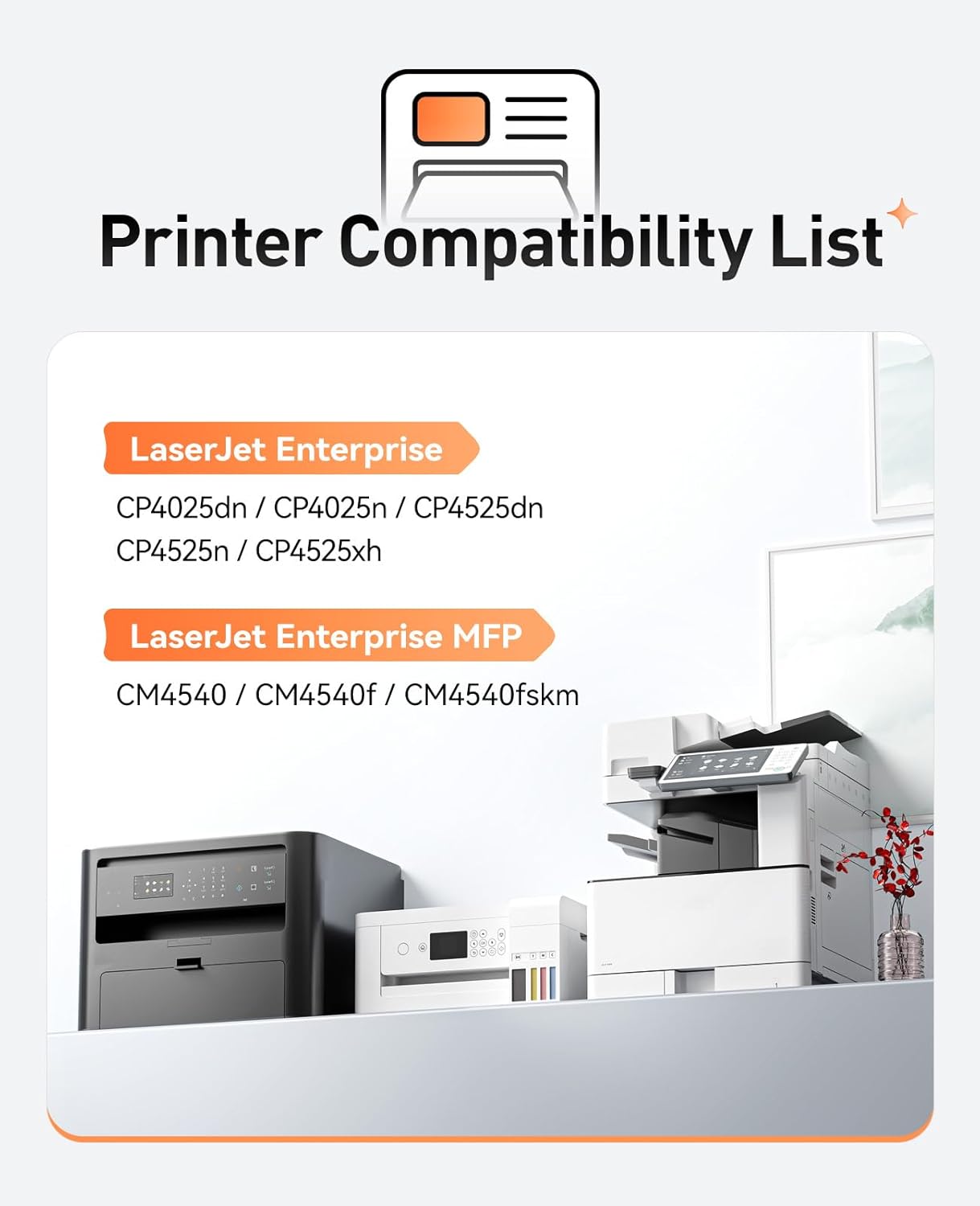 647A 648A Toner Cartridge Set 4-Pack Replacement for HP 647A 648A CE260A CE261A CE262A CE263A Compatible for HP Color Laserjet Enterprise CP4025 CM4540 MFP CP4525 Printer Ink Black Cyan Magenta Yellow