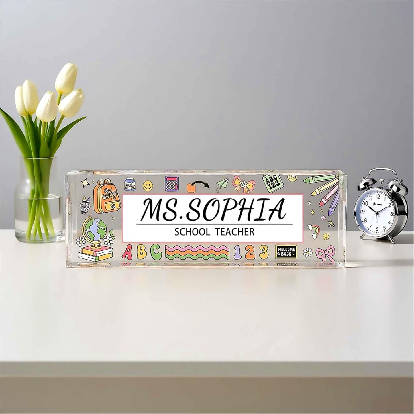 Custom Desk Name Plate, Teacher Name Plate for Desk, Office Decor for Women, Coworkers, Employee (S9)