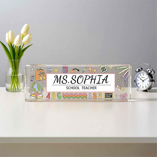 Custom Desk Name Plate, Teacher Name Plate for Desk, Office Decor for Women, Coworkers, Employee (S9)
