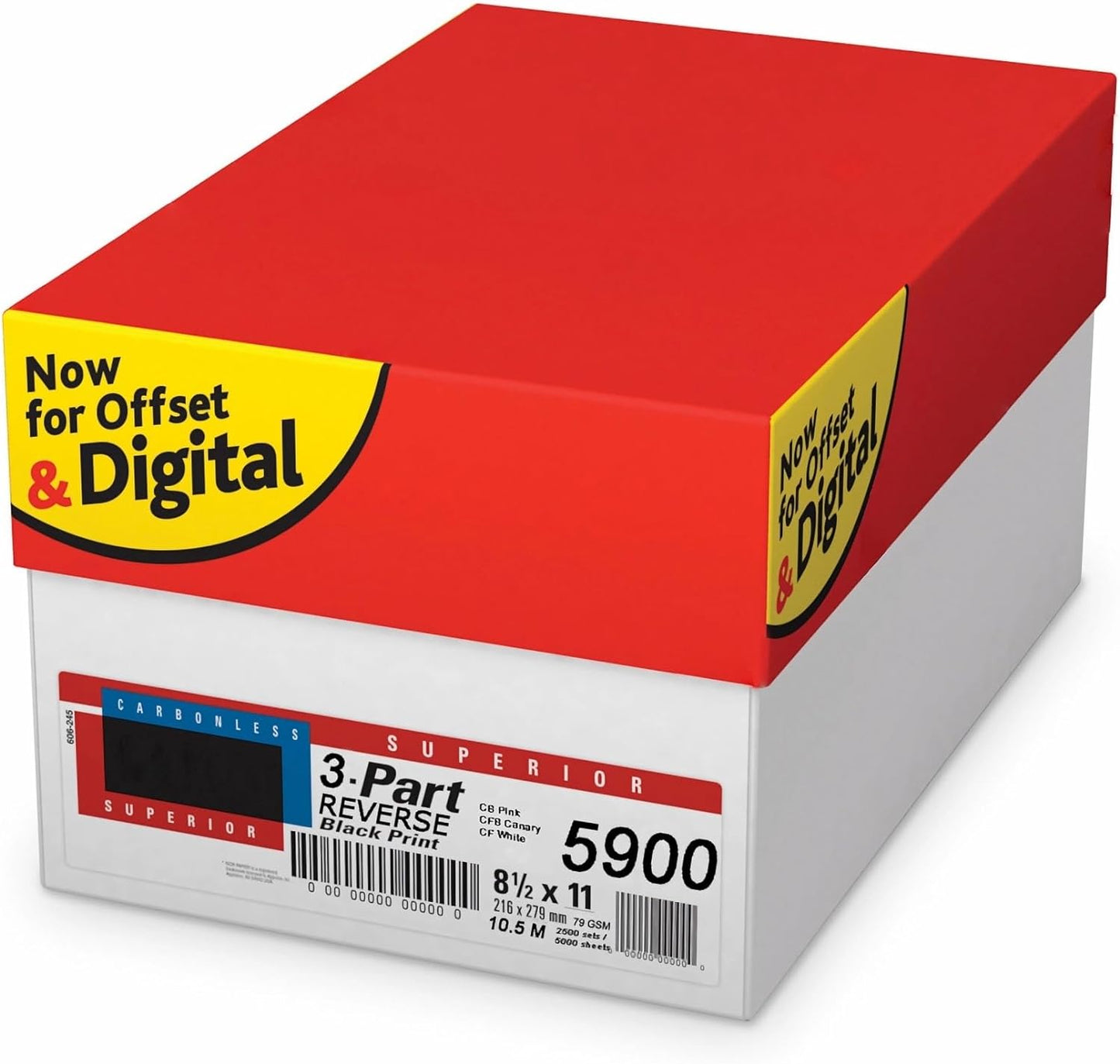 Superior 8.5 x 11 Carbonless Paper, 3 Part Reverse (Bright White/Canary/Pink), 1340 Sets (4000 Sheet)