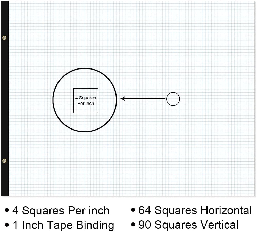 Large Engineering Graph Paper - 22" x 17" Grid Paper, 50 Sheets/100 Pages, 4"x4" Grid Pad, Giant Drafting Pad Sketching Graph Paper for Engineer Architect Designer Mathematician Draftsman