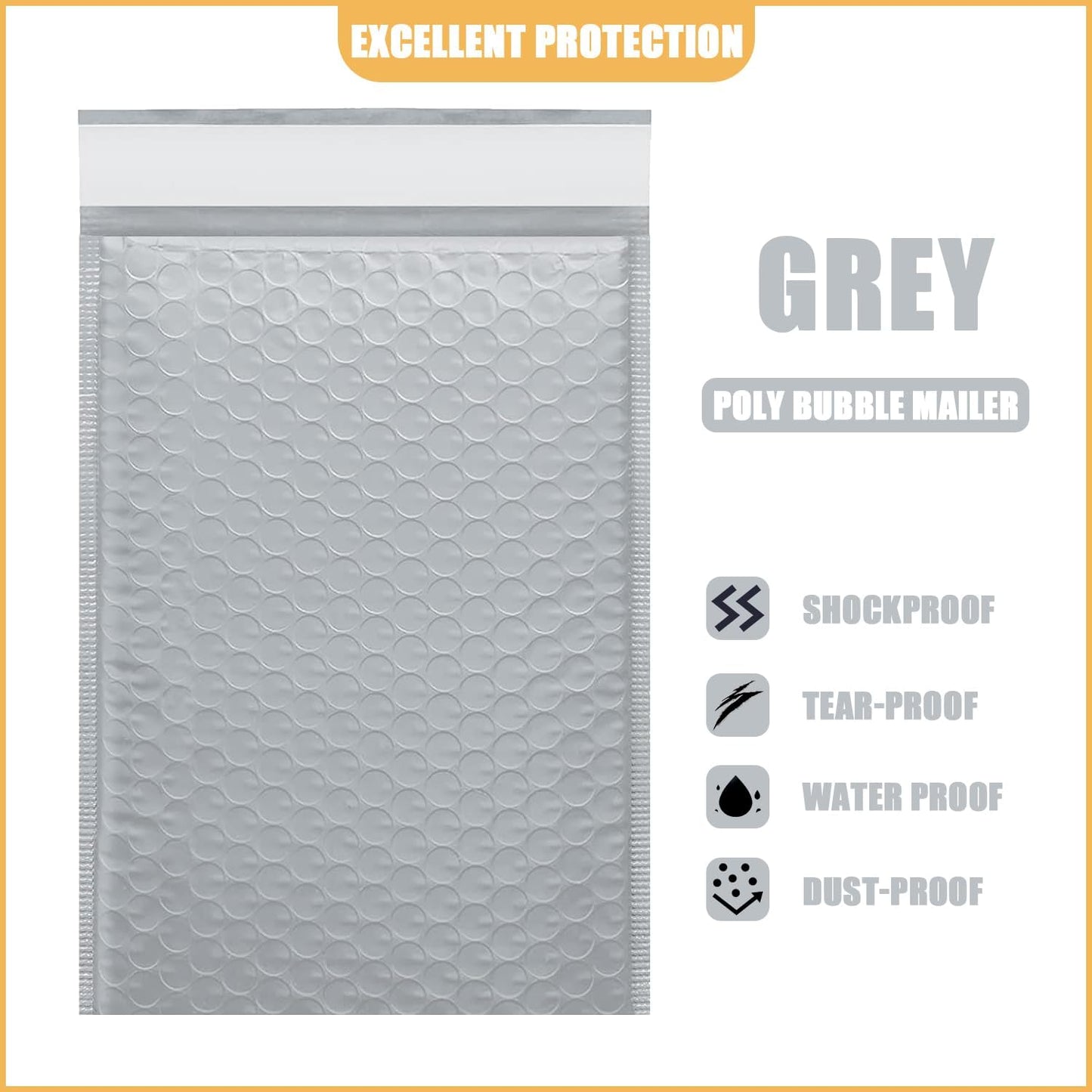 14.25in x 19in Bubble Mailer, Gray Poly Mailer, Padded Envelope, Shipping Envelope, Waterproof, Self-Sealing, For Small Business, Shipping, Mailing, Boutique Packaging(10PCS)