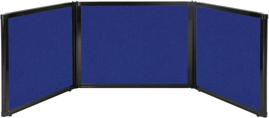 Versare Folding Tabletop Display | 3-Panel Partition | Lightweight Portable Workspace Divider | Royal Blue 99" x 24"